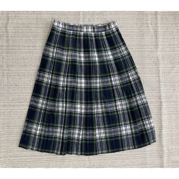 Vtg 80s Womens Small Plaid Wool Blend Skirt Made in USA Tartan Preppy Academia - Picture 2 of 6